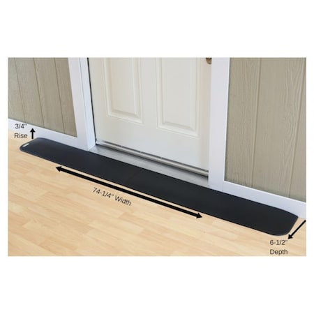 Handi Ramp ADA Compliant Rubber Threshold Ramp: 3/4" Rise x  74-1/4" Wide x 6-1/2" Depth - 2 pc assembly MRAEZ0080